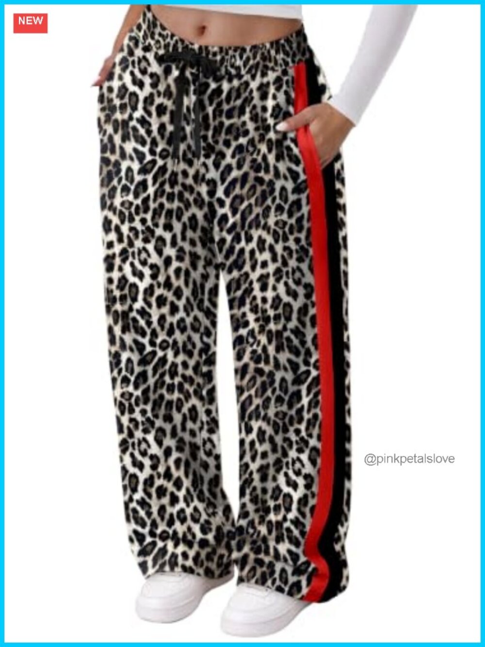Wide Leg Sweatpants Drawstring Lounge Pants Pockets Color Block